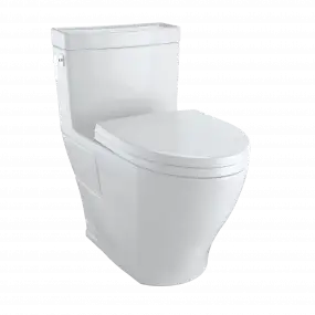 TOTO Aimes WASHLET+ One-Piece Elongated 1.28 GPF Universal Height Skirted Toilet with CEFIONTECT, Cotton White MS626124CEFG#01 - EverFlow Bidets