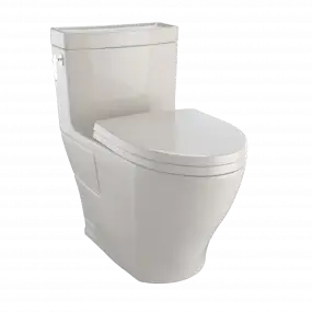 TOTO Aimes WASHLET+ One-Piece Elongated 1.28 GPF Universal Height Skirted Toilet with CEFIONTECT, Cotton White MS626124CEFG#01 - EverFlow Bidets