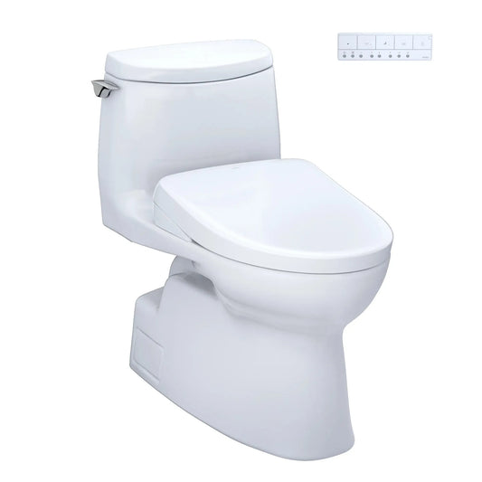TOTO Carlyle II 1G One-Piece 1.0 GPF Universal Height Toilet and S7A Bidet Seat MW6144736CUFG#01 - EverFlow Bidets