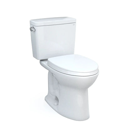 TOTO Drake Two-Piece Elongated 1.28 GPF Universal Height TORNADO FLUSH Toilet with CEFIONTECT and SoftClose Seat, WASHLET+ Ready, Cotton White MS776124CEFG#01