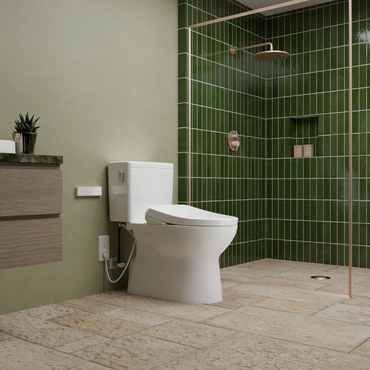 TOTO Glaston 1G WASHLET+ S7A Two-Piece Elongated 1.0 GPF Universal Height Toilet MW4724736CUFG#01