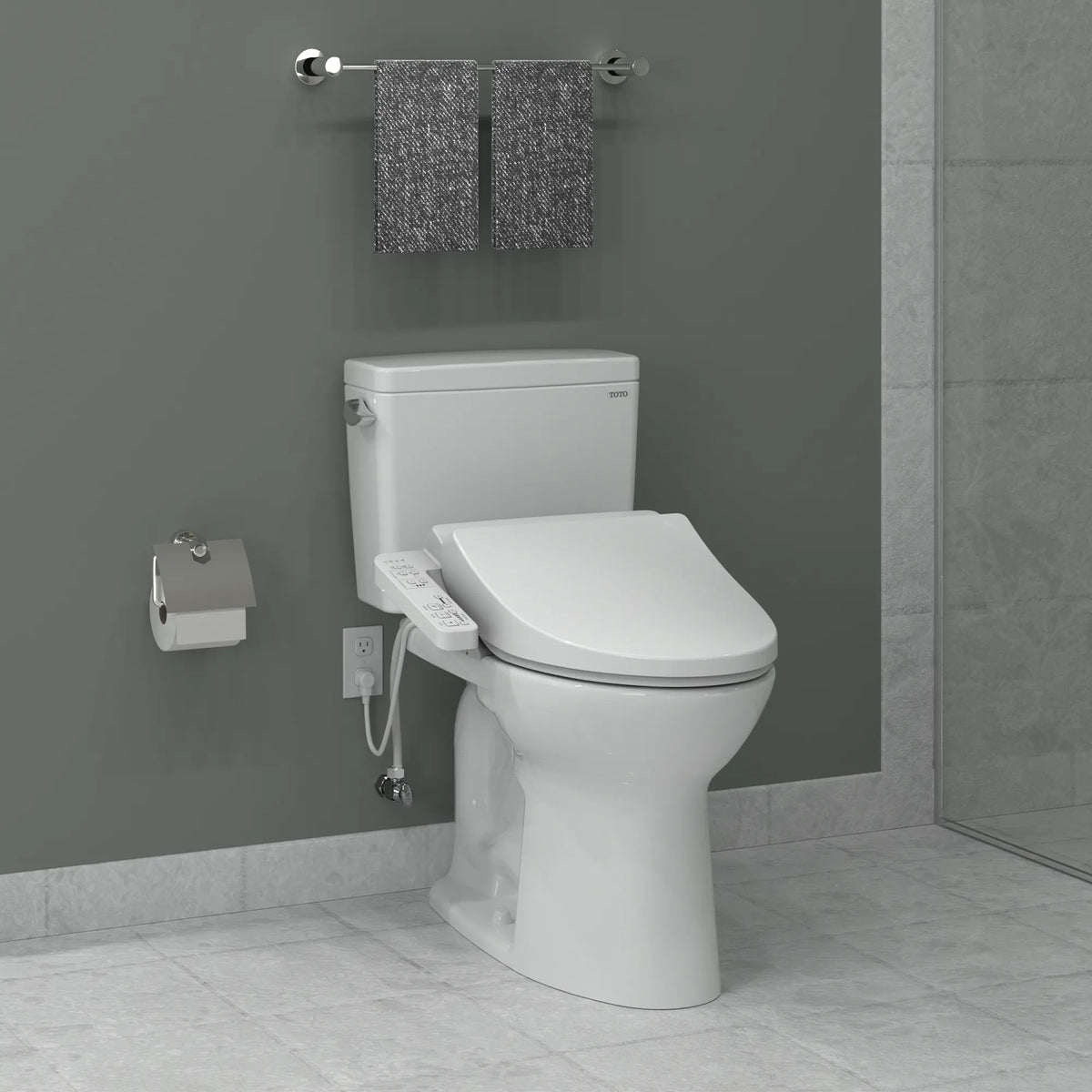 TOTO WASHLET A2 Electronic Bidet Toilet Seat with Heated Seat and SoftClose Lid, Elongated SW3004#01