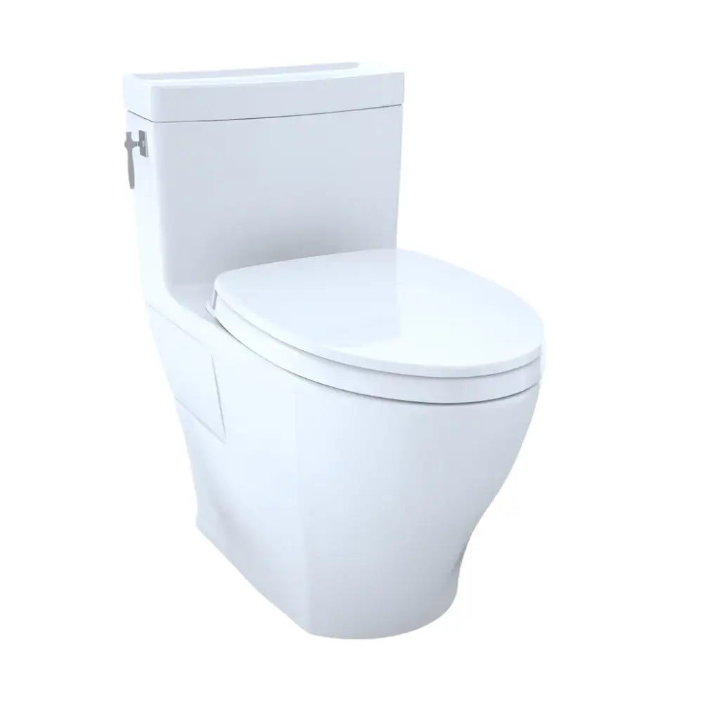 TOTO Aimes WASHLET+ One-Piece Elongated 1.28 GPF Universal Height Skirted Toilet with CEFIONTECT, Cotton White MS626124CEFG#01 - EverFlow Bidets