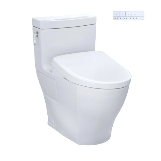 TOTO Aimes One-Piece 1.28 GPF Universal Height Toilet and S7A Bidet Seat MW6264736CEFG#01 - EverFlow Bidets