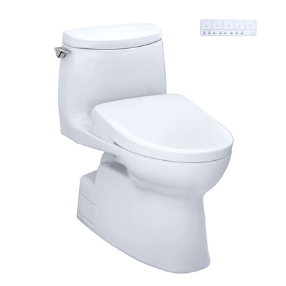 TOTO Carlyle II 1G One-Piece 1.0 GPF Universal Height Toilet with S7 Contemporary Bidet Seat MW6144726CUFG#01 - EverFlow Bidets