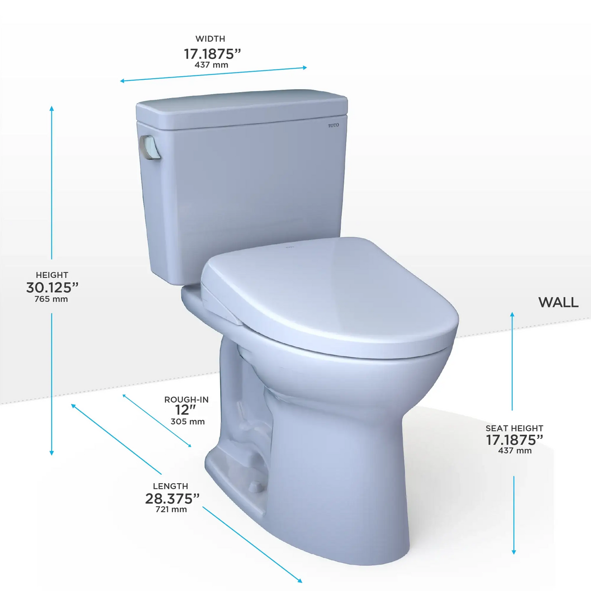 TOTO Drake Two-Piece 1.28 GPF Universal Height Toilet with S5 Bidet Seat MW7763446CEFG#01