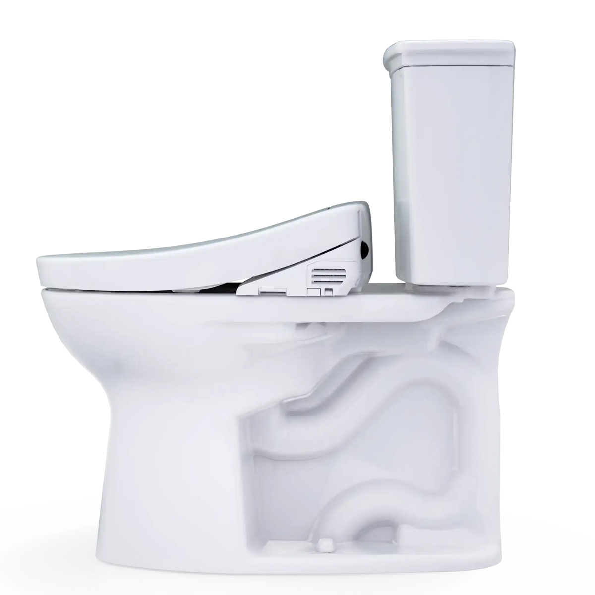 TOTO Drake Transitional Two-Piece 1.28 GPF Standard Height Toilet with S5 Bidet Seat MW7863446CEG#01 Left Profile