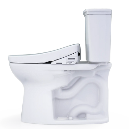 TOTO Drake Transitional Two-Piece 1.28 GPF Standard Height Toilet with S5 Bidet Seat MW7863446CEG#01 Left Profile