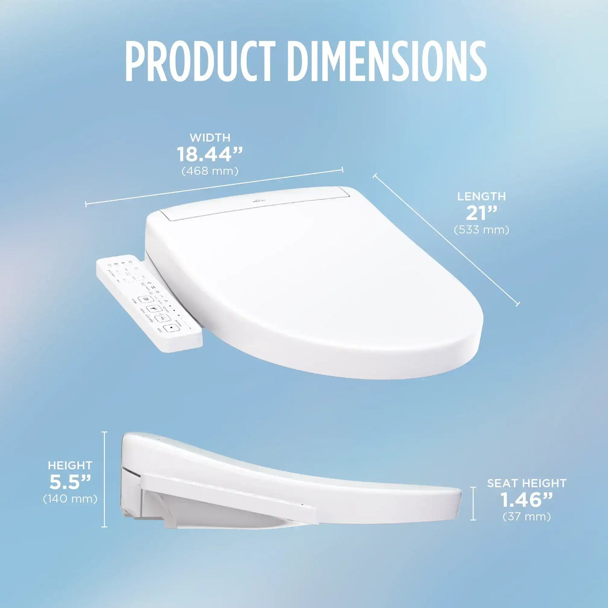 TOTO S2 Bidet Seat Dimensions