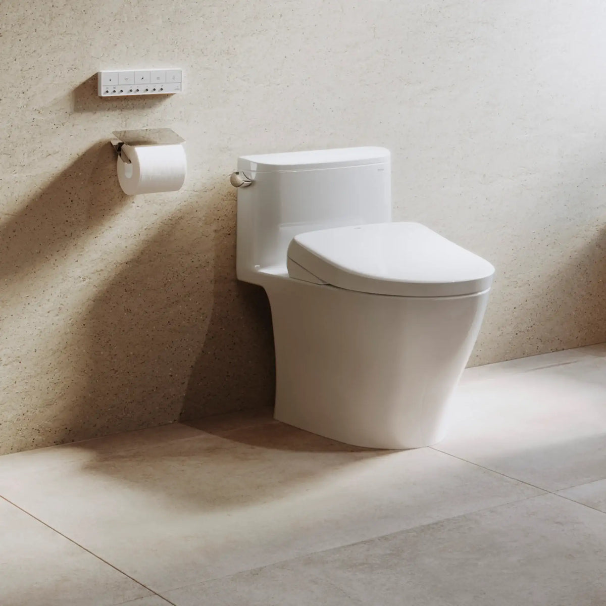 TOTO WASHLET S7A bidet toilet seat installed in a modern bathroom