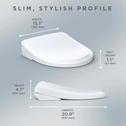 TOTO WASHLET S7 and S7A bidet seat dimensions and measurement diagram