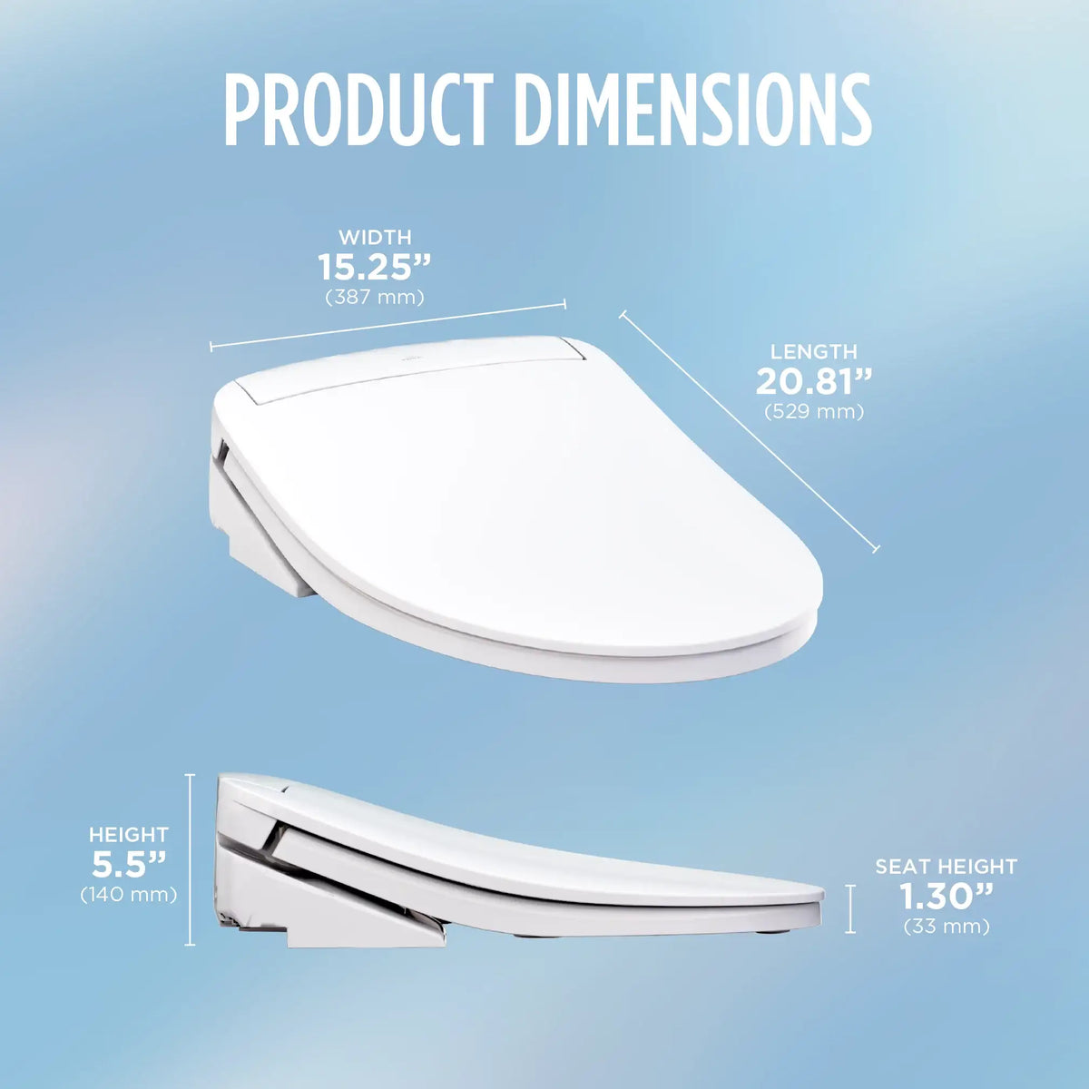 TOTO WASHLET KS6 Electronic Bidet Toilet Seat with Instantaneous Water Heating, PREMIST and EWATER+ Wand Cleaning SW3946#01 Dimensions