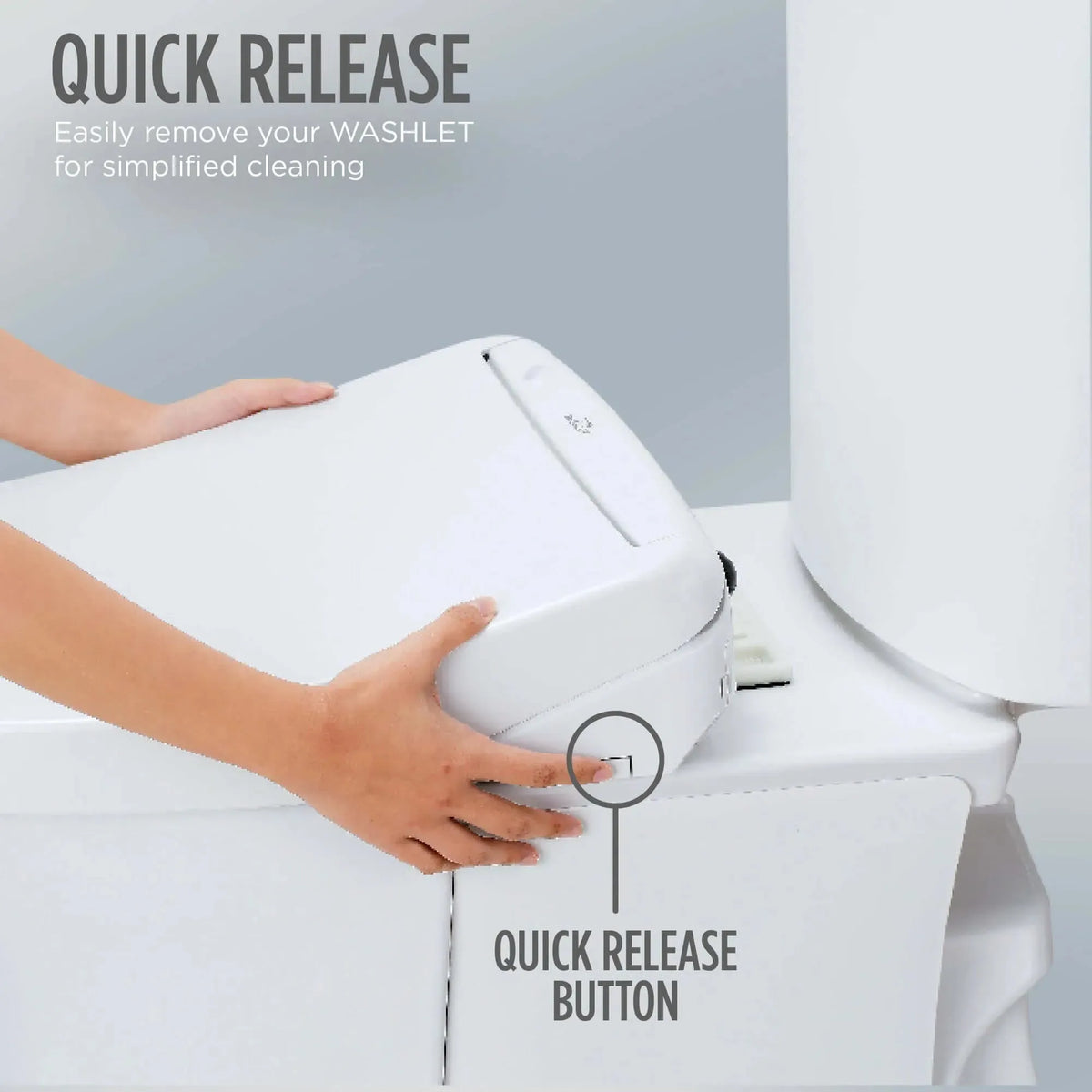 TOTO WASHLET quick release mechanism for removing the bidet seat for cleaning