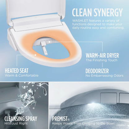 TOTO Nexus WASHLET+ S5 Two-Piece Elongated 1.0 GPF Universal Height Toilet with CEFIONTECT MW6423446CUFG#01