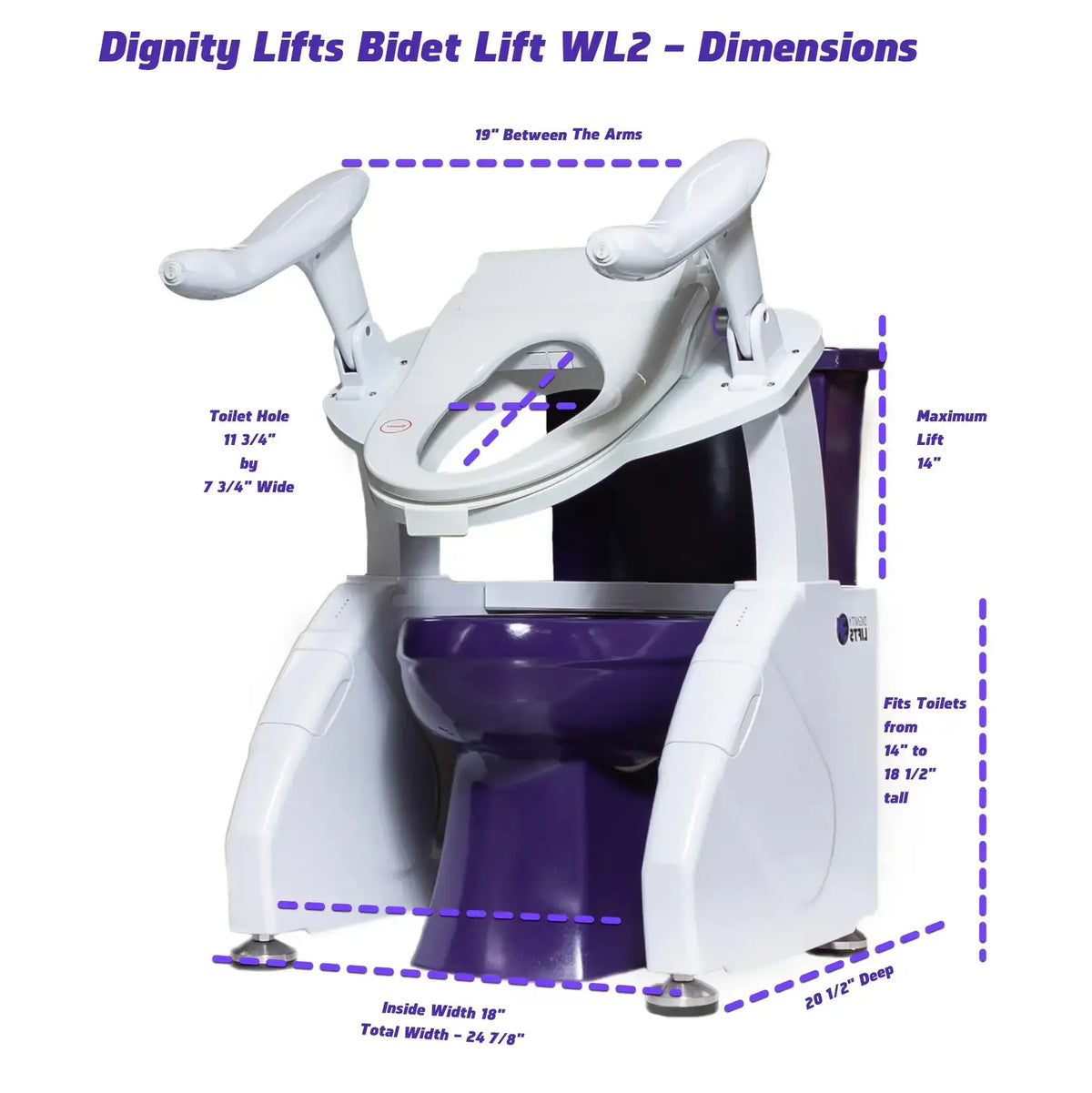 bidet toilet lift dimensions