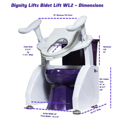 bidet toilet lift dimensions