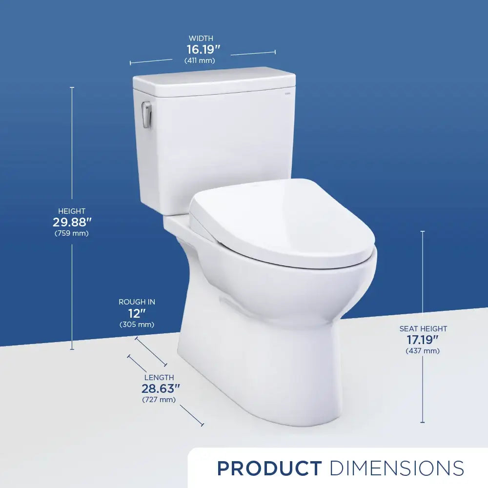 TOTO Glaston WASHLET+ S7A Two-Piece Elongated 1.28 GPF Universal Height Toilet MW4724736CEFG#01
