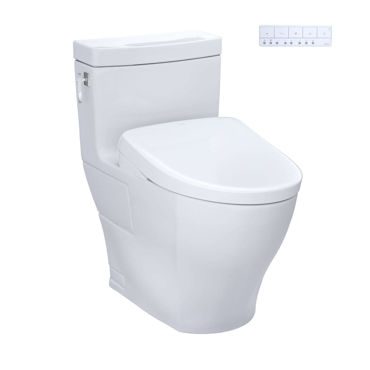 TOTO Aimes One-Piece 1.28 GPF Universal Height Toilet with S7 Contemporary Bidet Seat MW6264726CEFG#01 - EverFlow Bidets