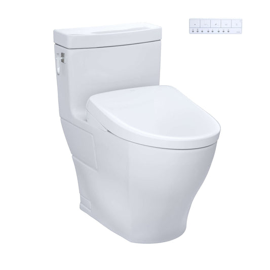 TOTO Aimes One-Piece 1.28 GPF Universal Height Toilet with S7 Contemporary Bidet Seat MW6264726CEFG#01 - EverFlow Bidets