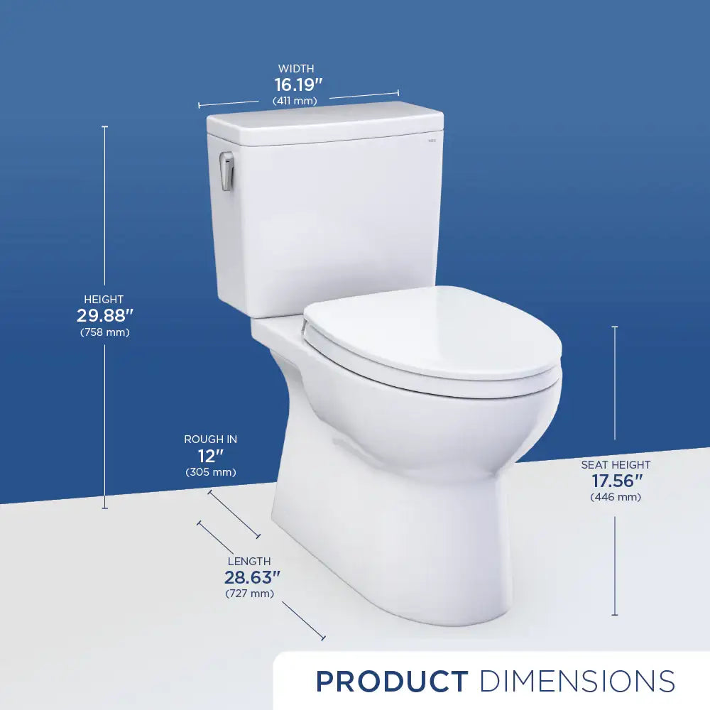 TOTO Glaston Two-Piece Elongated 1.0 GPF WASHLET+ Ready Universal Height Toilet with CEFIONTECT MS472124CUFG#12