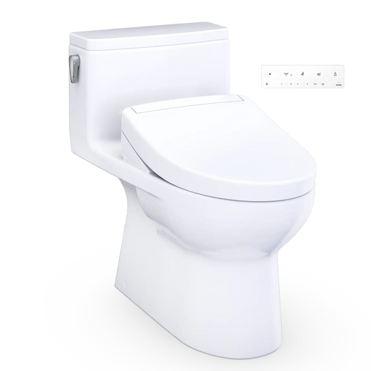 TOTO Redington WASHLET+ S5 One-Piece Elongated 1.28 GPF Universal Height Toilet MW6723446CEFG#01