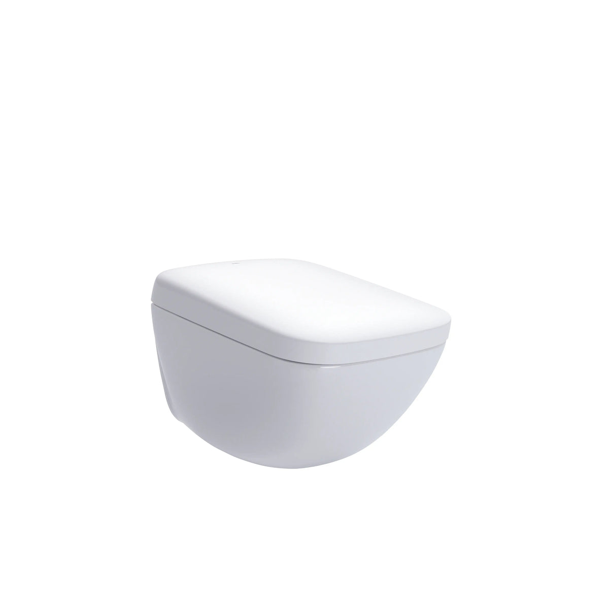 TOTO NEOREST WX1 wall-hung integrated bidet toilet in Cotton White, angled front view with lid closed