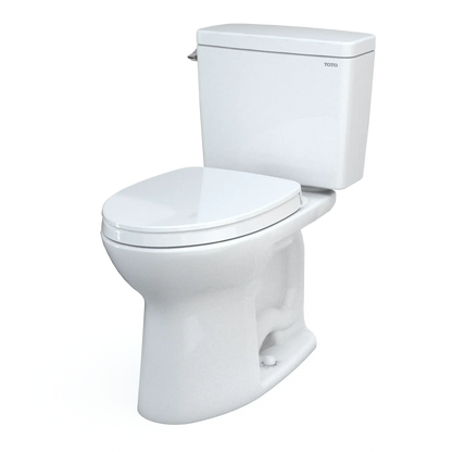 TOTO Drake Two-Piece Elongated 1.6 GPF Universal Height TORNADO FLUSH Toilet with CEFIONTECT and SoftClose Seat, WASHLET+ Ready, Cotton White MS776124CSFG