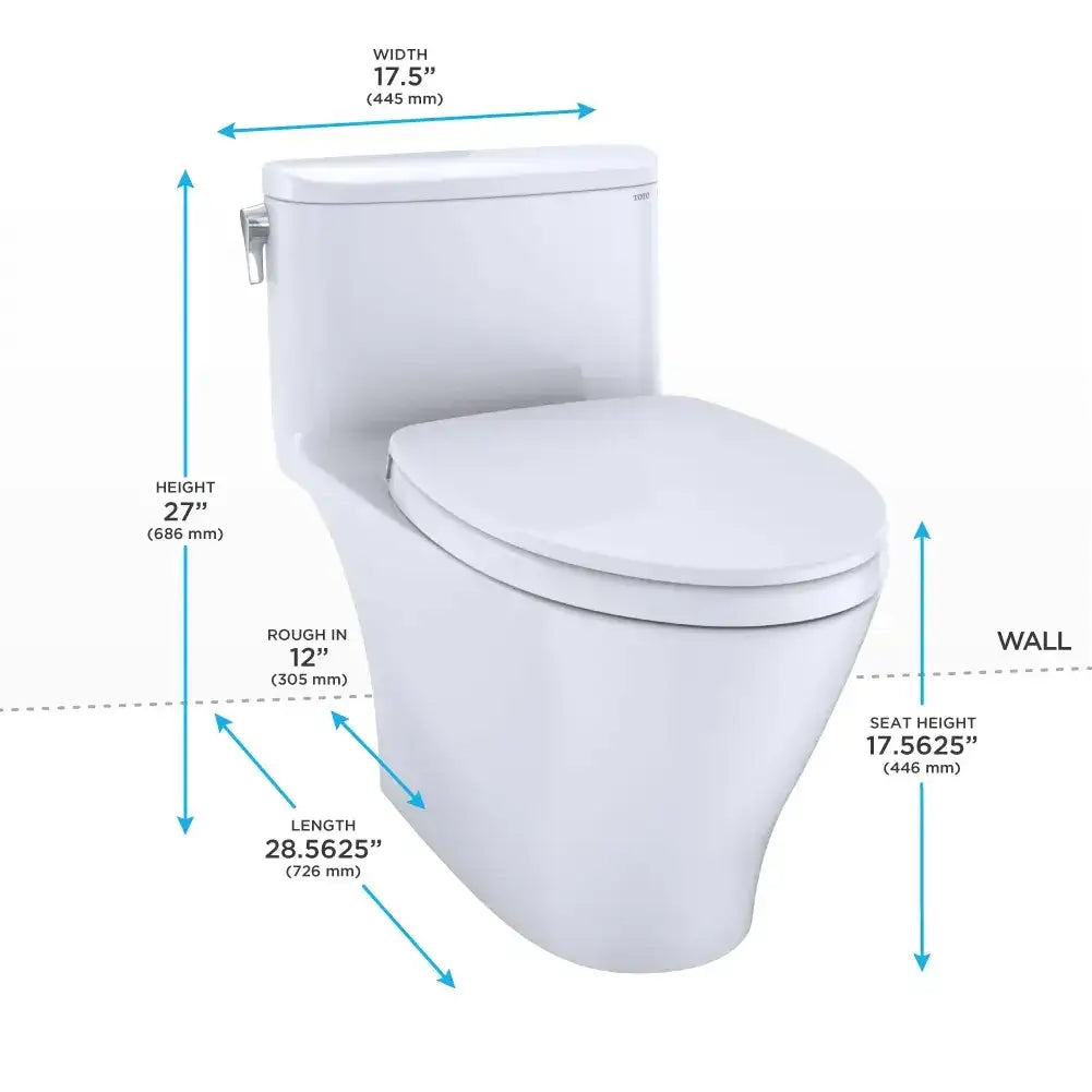TOTO Nexus 1G One-Piece 1.0 GPF Universal Height Toilet with SS124 SoftClose Seat, WASHLET+ Ready MS642124CUFG