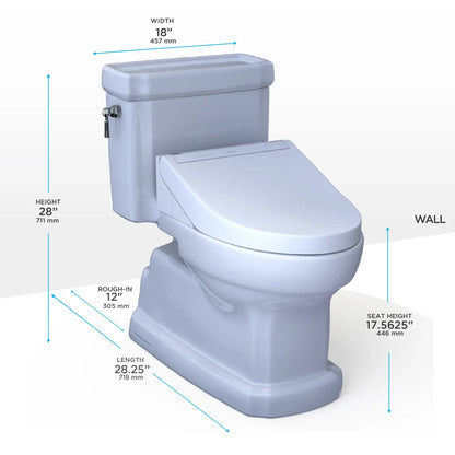 TOTO Eco Guinevere 1.28 GPF Universal Height Toilet with S5 Bidet Seat MW9743446CEFG#01