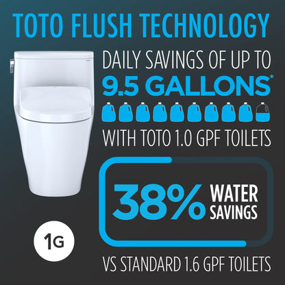 TOTO Nexus WASHLET+ S5 Two-Piece Elongated 1.0 GPF Universal Height Toilet with CEFIONTECT MW6423446CUFG#01