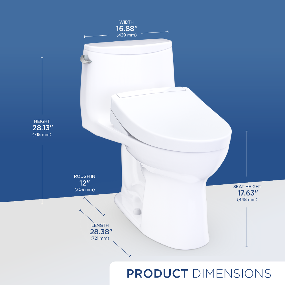 TOTO Ultramax WASHLET+ S5 One-Piece Elongated 1.6 GPF Universal Height Toilet with CEFIONTECT MW6083446CSFG#01