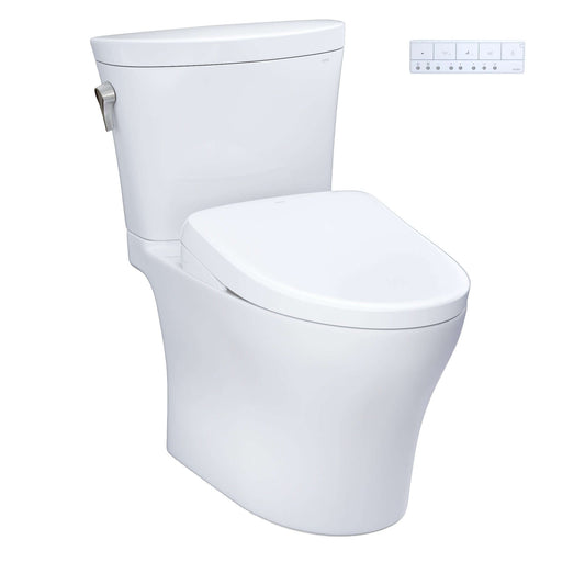 TOTO Aquia IV ARC Two-Piece Dual Flush 1.28 and 0.9 GPF Universal Height Toilet with S7 Contemporary Bidet Seat MW4484726CEMFGN#01 - EverFlow Bidets