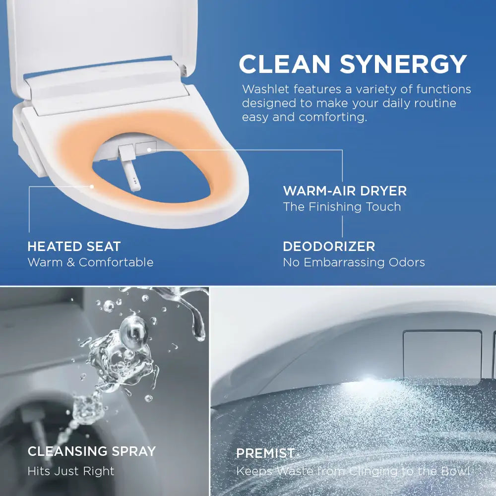 TOTO Ultramax WASHLET+ S5 One-Piece Elongated 1.28 GPF Universal Height Toilet with CEFIONTECT MW6083446CEFG#01