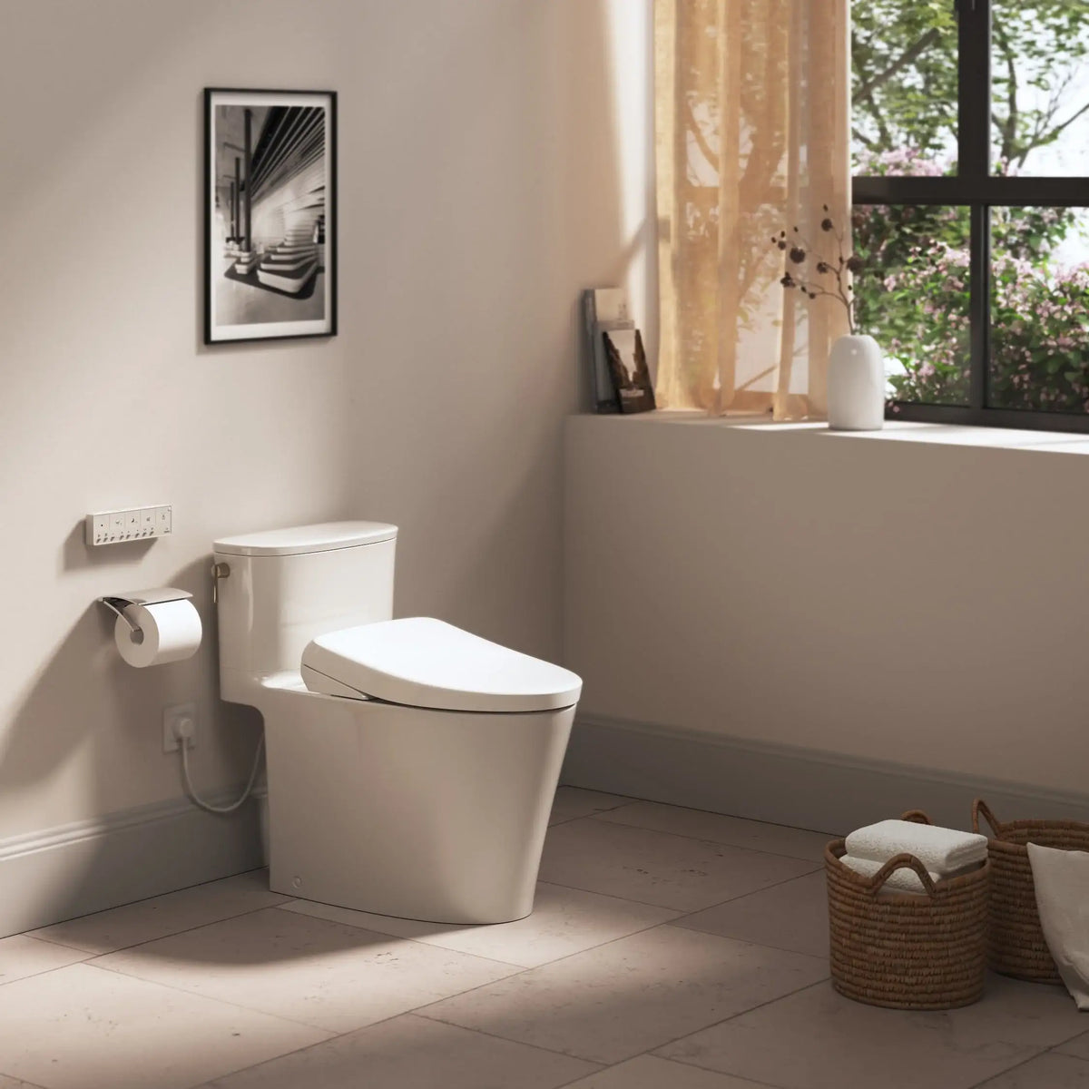 TOTO Aurora WASHLET+ S7 One-Piece Elongated 1.28 GPF Universal Height Toilet MW6864726CEFG#01