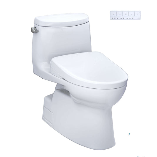 TOTO Carlyle II One-Piece 1.28 GPF Universal Height Toilet and S7 Contemporary Bidet Seat MW6144726CEFG#01 - EverFlow Bidets