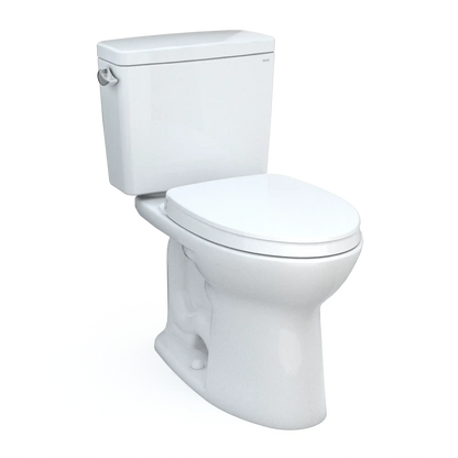 TOTO Drake Two-Piece Elongated 1.6 GPF Universal Height TORNADO FLUSH Toilet with CEFIONTECT and SoftClose Seat, WASHLET+ Ready, Cotton White MS776124CSFG