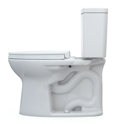 TOTO Drake Two-Piece Elongated 1.6 GPF Universal Height TORNADO FLUSH Toilet with CEFIONTECT and SoftClose Seat, WASHLET+ Ready, Cotton White MS776124CSFG
