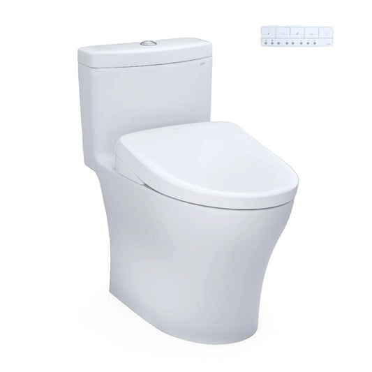 TOTO Aquia IV One-Piece Dual Flush 1.28 and 0.9 GPF Universal Height Toilet with S7 Bidet Seat MW6464726CEMFGNA#01 - EverFlow Bidets