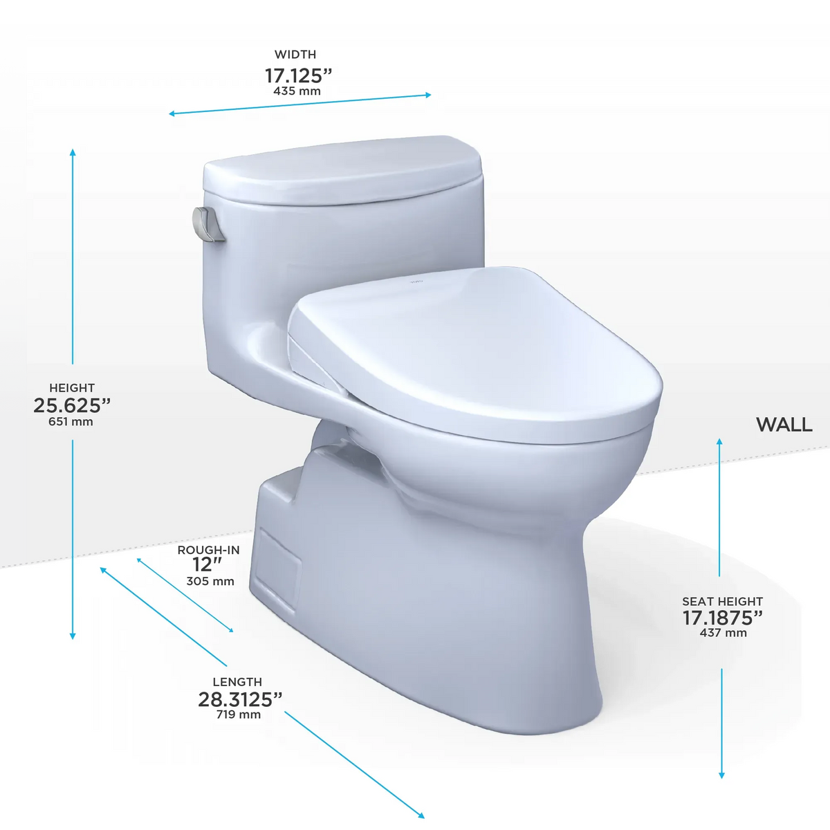 TOTO Carolina II One-Piece 1.28 GPF Universal Height Toilet and S7 Bidet Seat MW6444726CEFG#01 - EverFlow Bidets