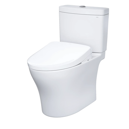TOTO Aquia IV Two-Piece Dual Flush 1.28 and 0.9 GPF Standard Height Toilet and Contemporary S7A Bidet Seat MW4464736CEMGN#01 - EverFlow Bidets