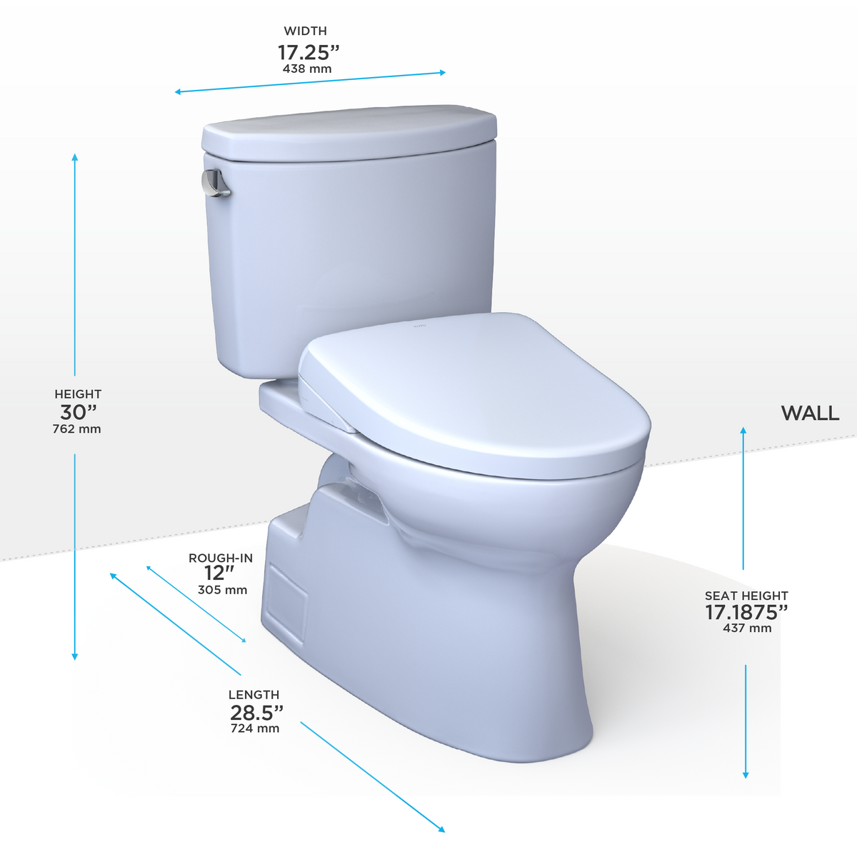 TOTO Vespin II Two-Piece 1.28 GPF Universal Height S5 Bidet Seat MW4743446CEFG#01