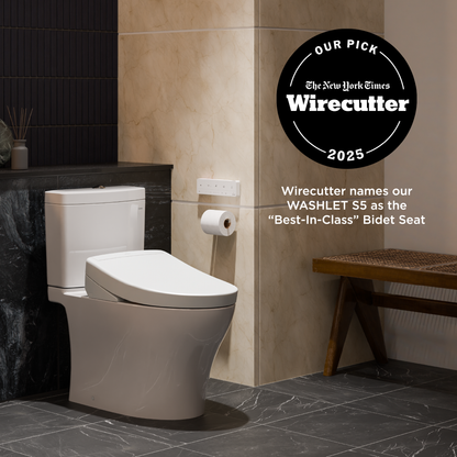 TOTO Ultramax WASHLET+ S5 One-Piece Elongated 1.6 GPF Universal Height Toilet with CEFIONTECT MW6083446CSFG#01