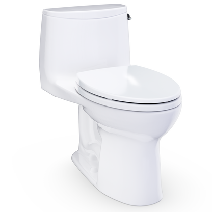 TOTO Ultramax WASHLET+ Ready One-Piece Elongated 1.28 GPF Universal Height Toilet with SoftClose Seat Right-Hand Lever MS608114CEFRG#01