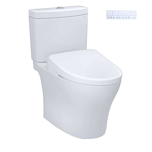 TOTO Aquia IV Two-Piece Dual Flush 1.28 and 0.9 GPF Standard Height Toilet with S7 Contemporary Bidet Seat MW4464726CEMGN#01 - EverFlow Bidets