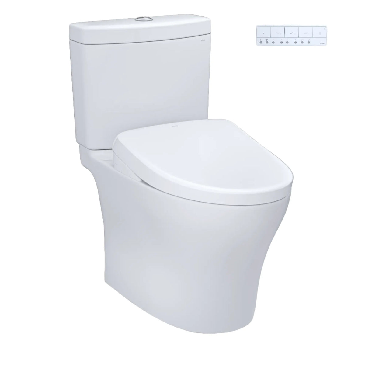 TOTO Aquia IV Two-Piece Dual Flush 1.28 and 0.9 GPF Standard Height Toilet and Contemporary S7A Bidet Seat MW4464736CEMGN#01 - EverFlow Bidets