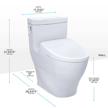 TOTO Aimes One-Piece 1.28 GPF Universal Height Toilet and S7A Bidet Seat MW6264736CEFG#01 - EverFlow Bidets