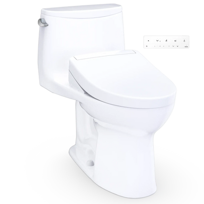 TOTO Ultramax WASHLET+ S5 One-Piece Elongated 1.28 GPF Universal Height Toilet with CEFIONTECT MW6083446CEFG#01