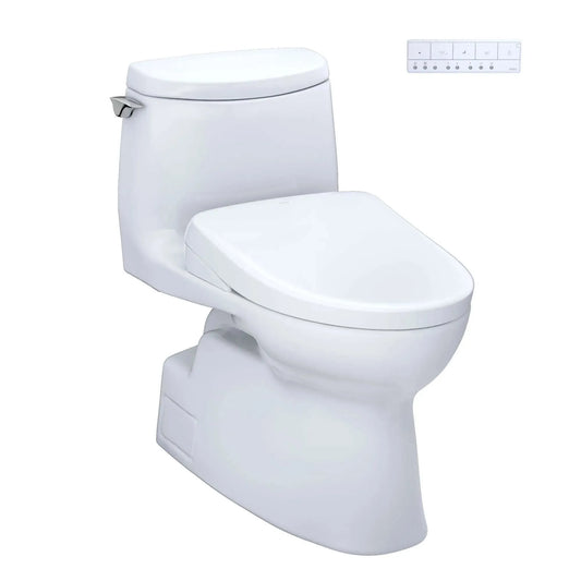 TOTO Carlyle II One-Piece 1.28 GPF Universal Height Toilet with S7A Contemporary Bidet Seat MW6144736CEFG#01 - EverFlow Bidets