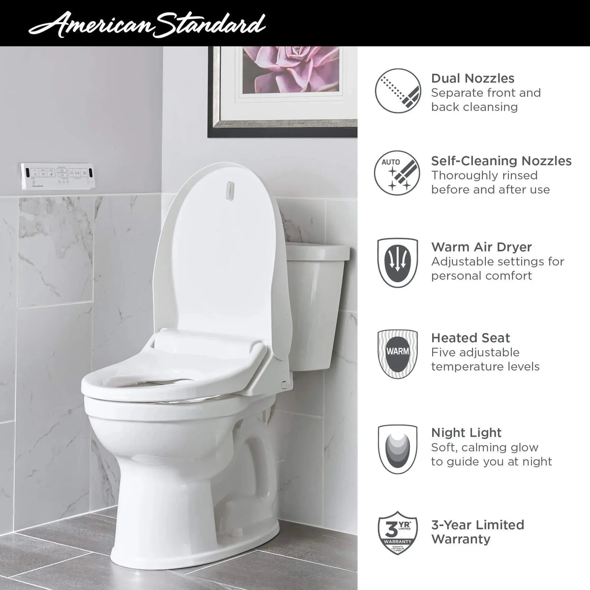 American Standard Advanced Clean 2.5 Electric SpaLet Bidet Toilet Seat With Wireless Remote - EverFlow Bidets