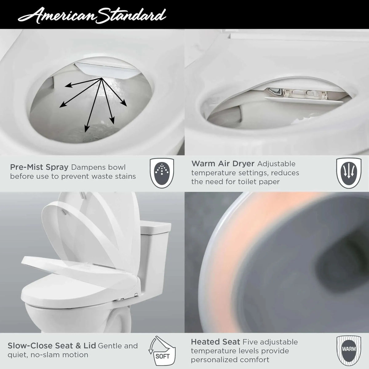 American Standard Advanced Clean 3.0 Electric SpaLet Bidet Toilet Seat With Wireless Remote Control - EverFlow Bidets